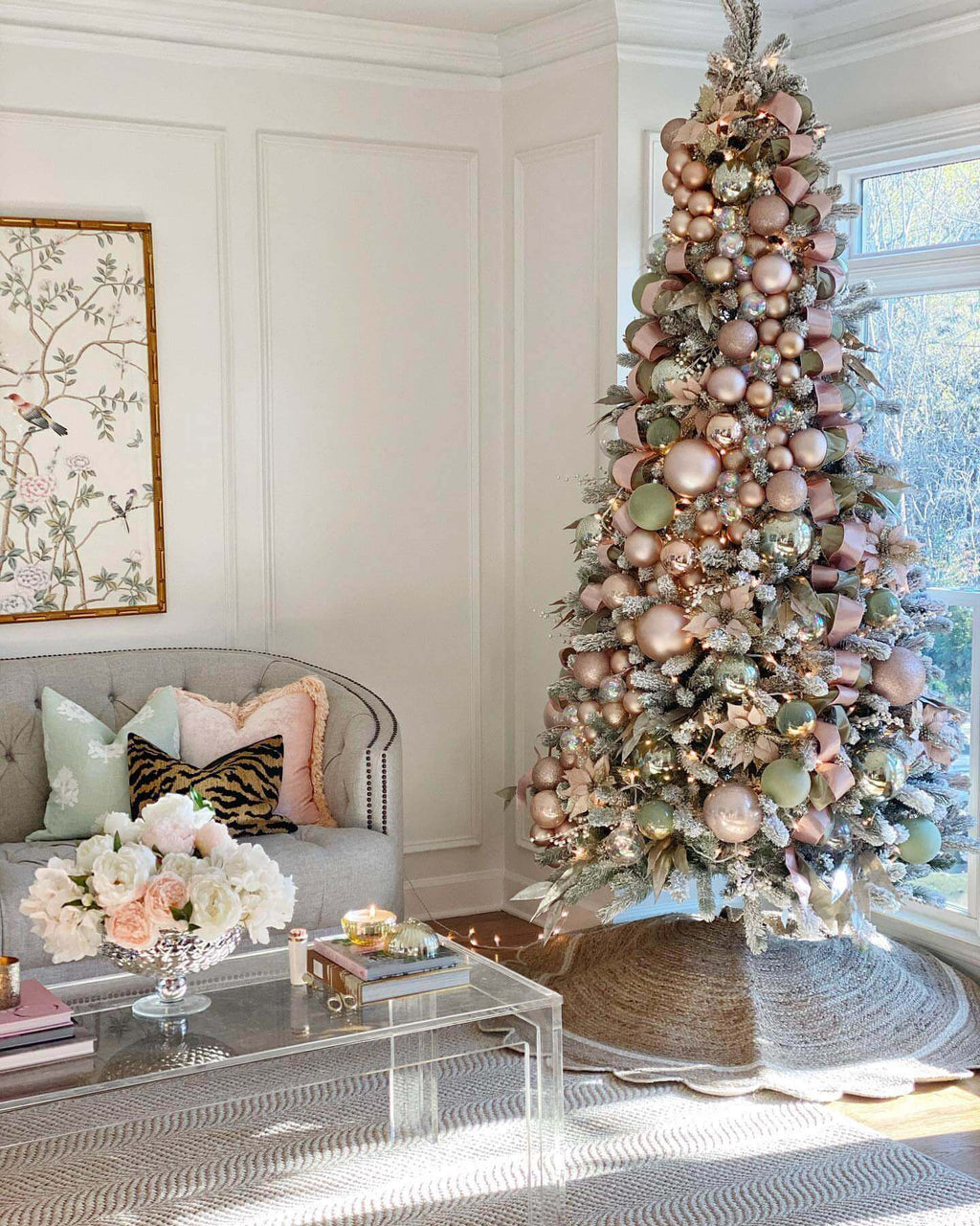 Árvore de Natal Artificial King Flock® 600 Luzes LED Branco Quente