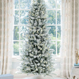 Árvore de Natal Artificial Slim King Flock® de com 650 Luzes LED Branco Quente