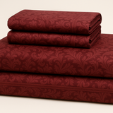 Jogo de Cama Queen Jacquard Bordô - 4 Peças Sofisticado