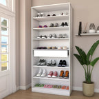 Sapateira Vertical Rubi 2 Portas com Espelho e Gaveta - 100% MDF Branco [15 Pares]